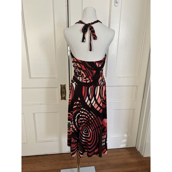 Vtg. Y2K My Michelle Groovy Halter Fit and Flare Dress Juniors Size Large Brown - Picture 3 of 9